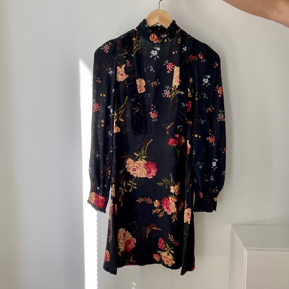 Zara dark floral above the knee dress.